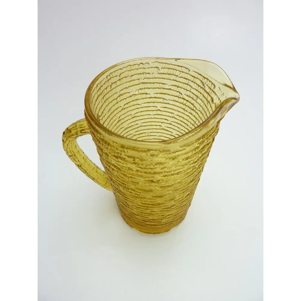 Vintage Small Glass Juice Bedside Pitcher Soreno Honey Gold Yellow 1970s MCM